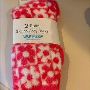 Primark Pink and White Slouch Cosy Socks women